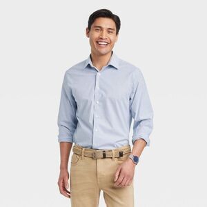 Goodfellow & Co Men's Performance Button-Down Shir Light Navy Blue